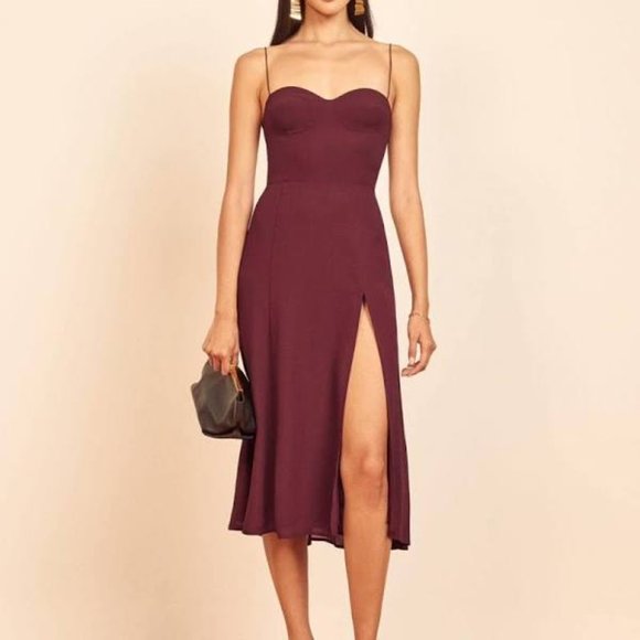 Reformation Maroon Dress - Size 2 - Picture 2 of 5
